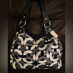 Like New Coach Madison Op Scarf Medium Shoulder Purse Handbag